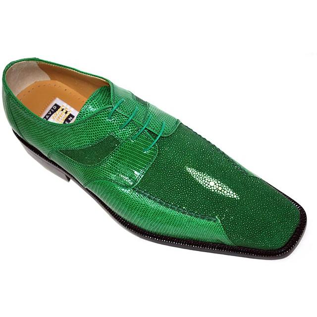 David Eden Shasta Lime Green Genuine Stingray/Lizard Shoes